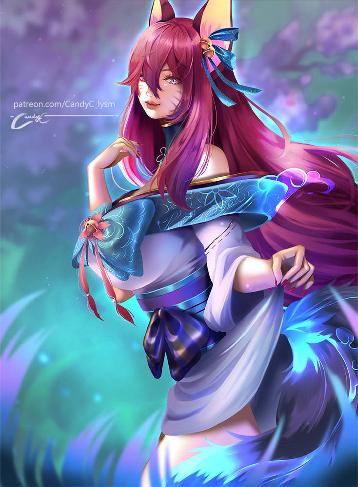 1girls ahri candyclysm female female_focus female_only league_of_legends spirit_blossom_ahri