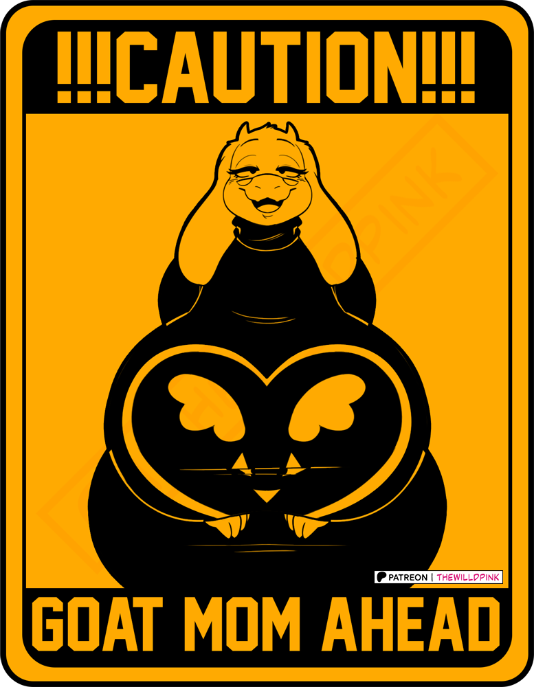 anthro big_breasts bovid breasts caprine caution_sign female goat huge_breasts mammal milf pictogram solo thewilldpink toriel undertale undertale_(series) warning_sign