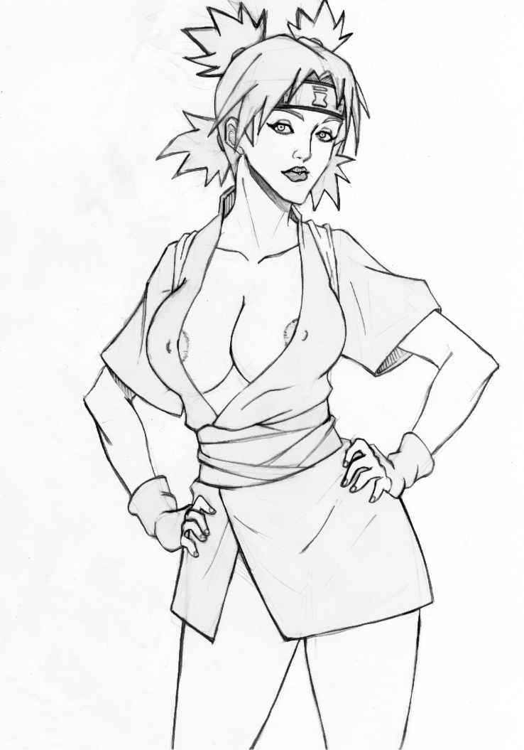 drawing female female_only human monochrome naruto qpmjcv solo tagme temari