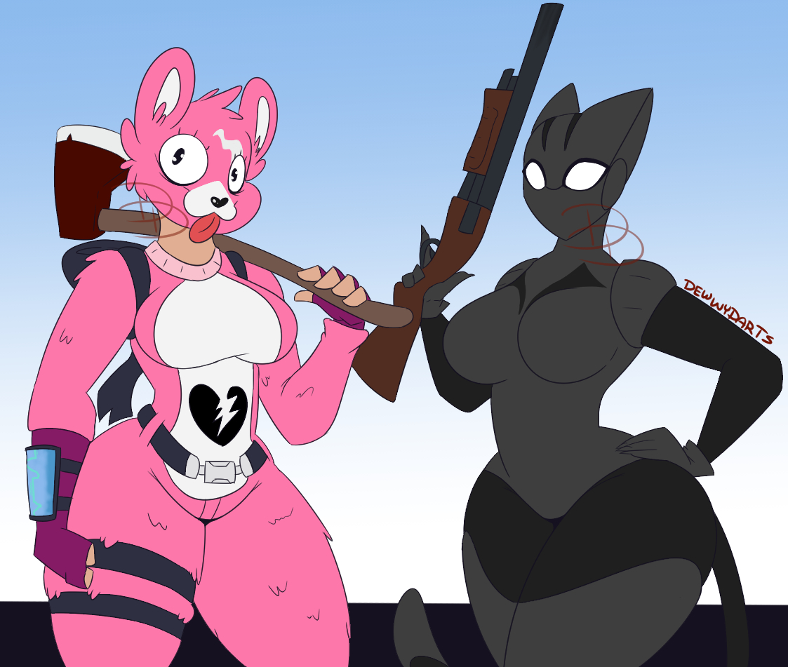 2girls, armored lynx (fortnite), big breasts, breasts, cuddle team leader, dewwydarts, dewwydartz, female, fortnite, lynx (fortnite), multiple females, multiple girls, tagme