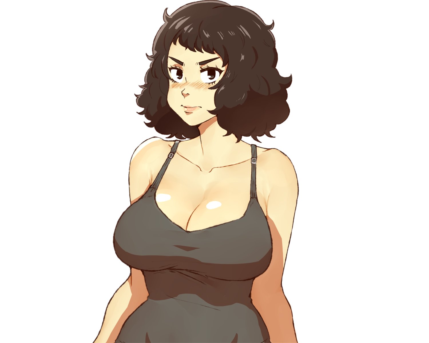 1girls, 91m10, bare shoulders, big breasts, breasts, clothed, clothes, clothing, female, female focus, female only, huge breasts, human, human only, humanoid, large breasts, light skin, light-skinned female, looking at viewer, persona, persona 5, sadayo kawakami, shin megami tensei, short hair, solo, solo female, tank top