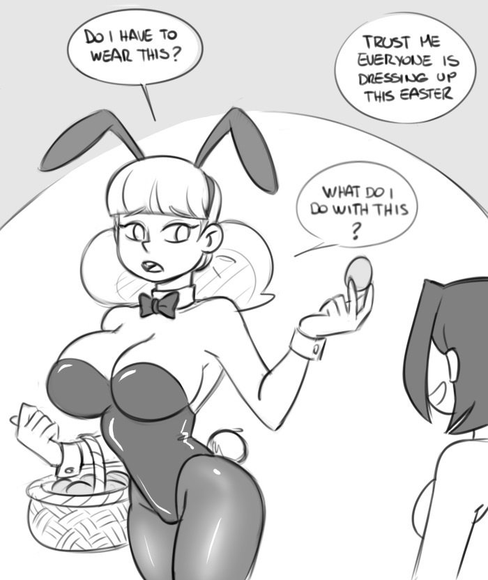 big_ass big_breasts big_butt big_hips big_thighs bunny_ears bunnysuit cleavage crossover easter english english_text female female_focus hourglass_figure huge_ass huge_breasts huge_butt huge_hips huge_thighs inspector_gadget jackie_chan_adventures jade_chan large_ass large_breasts large_butt penny_gadget samson_00 speech_bubble wide_hips