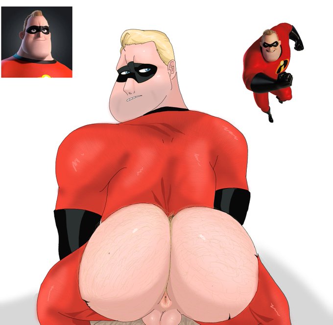 1boy animehikaridesu ass ass_focus back_view balls big_ass blonde_hair butt butthole dat_ass disney hairy_anus hairy_ass looking_back male male_only mask mr._incredible muscular on_ground red_suit robert_parr shaved_beard smooth_skin superhero the_incredibles turning_head