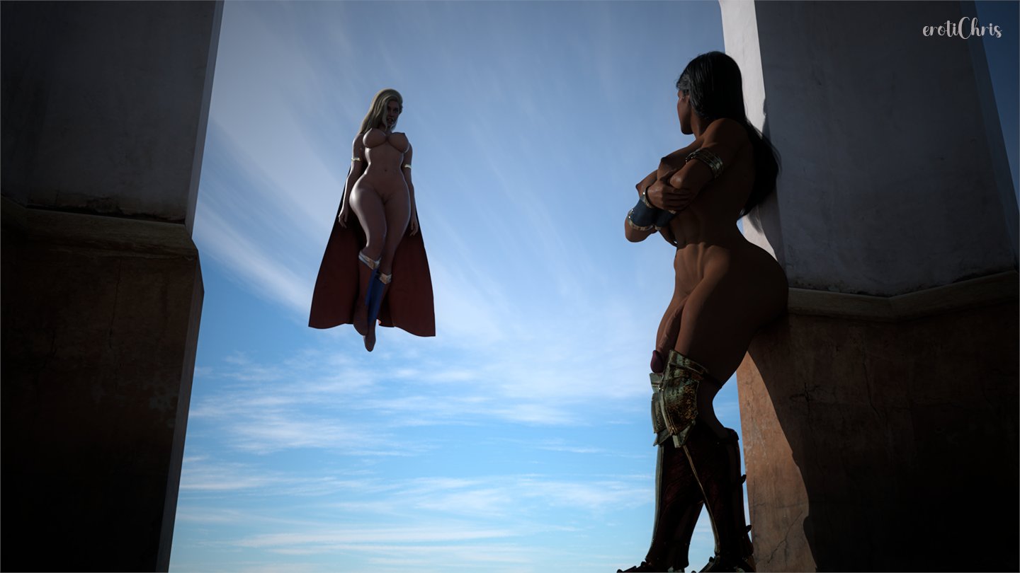 1futa, 1girls, 3d, 3d (artwork), abs, ass, big ass, big breasts, big butt, big penis, blender, blender (software), breasts, bubble butt, busty, cape, cape only, cga3d, curvy, cute, dc, dc comics, diana prince, erotichris, female, futanari, hourglass figure, injustice 2, intersex, kara danvers, kara zor-el, nude, olive skin, penis, supergirl, supergirl (injustice), superman (series), thick, thick ass, thick thighs, wide hips, wonder woman, wonder woman (injustice), wonder woman (series)