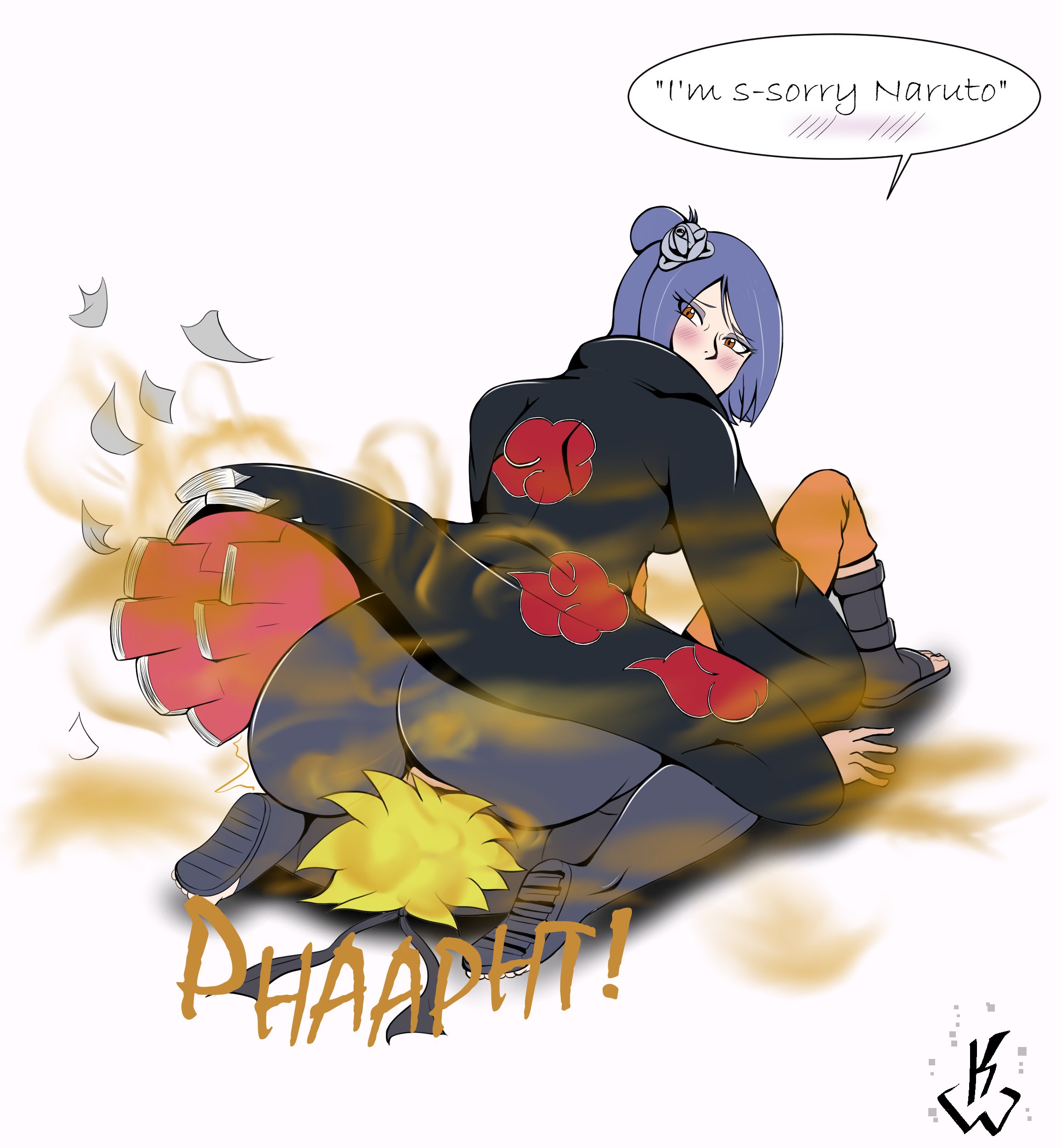 akatsuki (naruto), ass, ass on face, big ass, facesitting, fart, farting in face, female, fetish, konan, naruto, naruto (series), naruto shippuden, uzumaki naruto