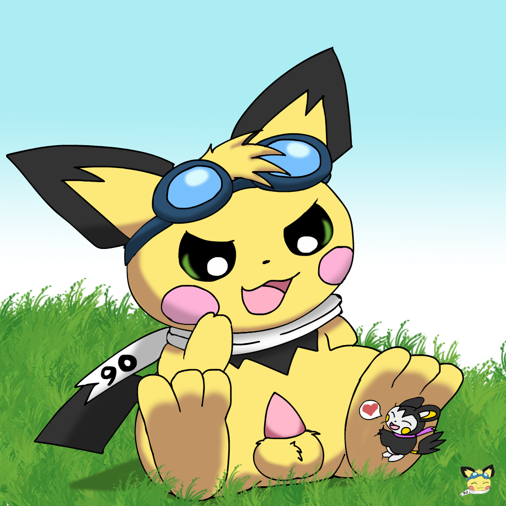 balls black_body black_fur duo embrace emolga female feral foot_hug fur genitals grass heart hug male male/female mammal micro nintendo outside penis pichu pichu90 plant pokémon_(species) pokemon rodent signature size_difference sparks_pichu video_games white_body white_fur yellow_body yellow_fur