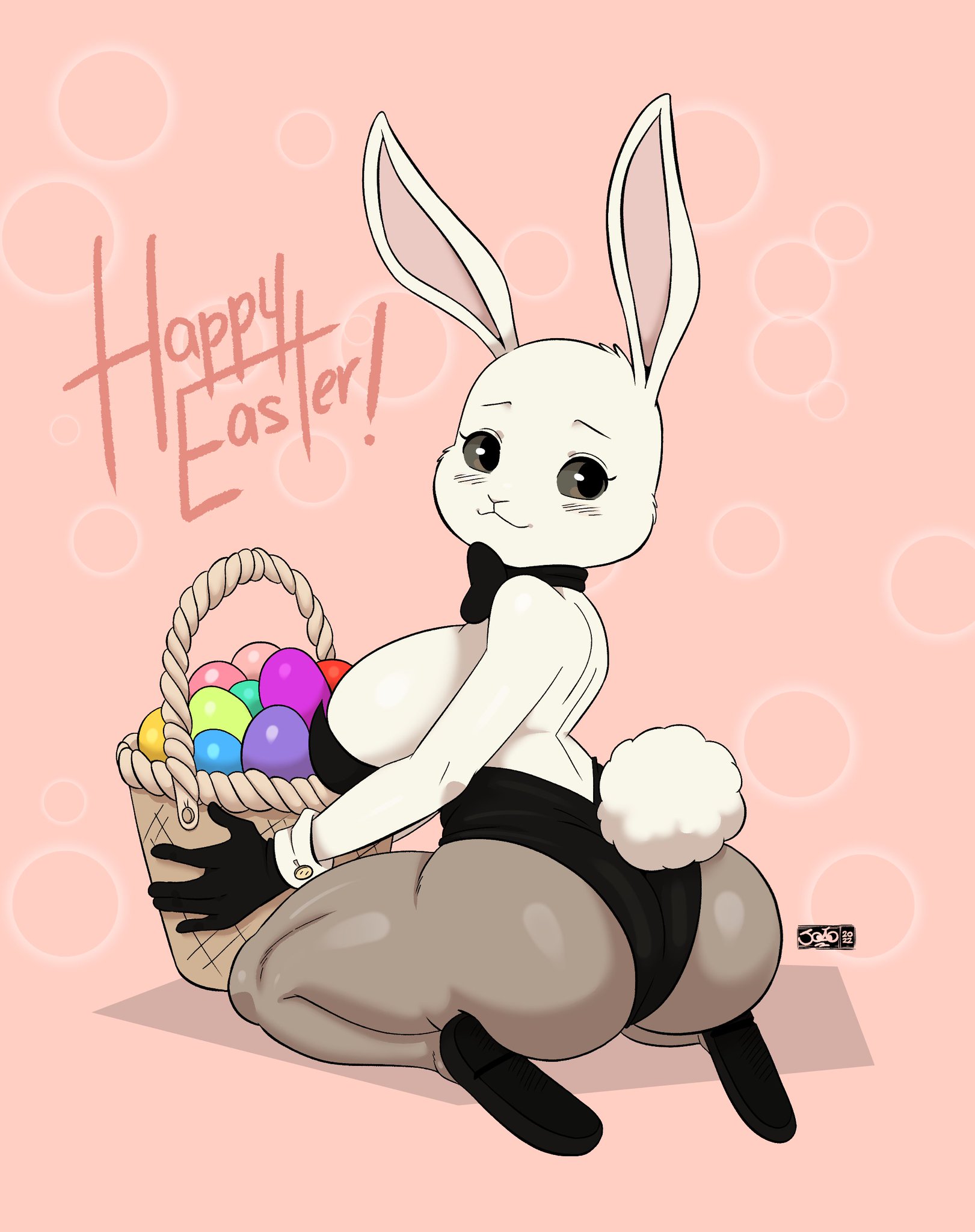 :3, anthro, ass, beastars, big ass, big breasts, big butt, breasts, bunnysuit, clothed, clothing, female, fur, furry, furry only, haru (beastars), joaoppereiraus, looking back, rabbit, shortstack, solo, tagme, tail, thick thighs