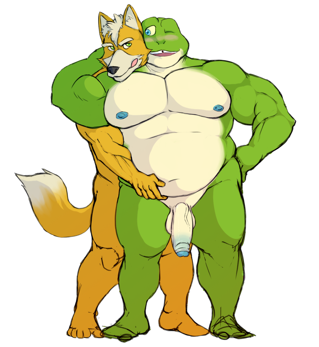 anthro balls blush fox fox_mccloud gay male male_only nintendo penis slippy_toad star_fox toad wkd