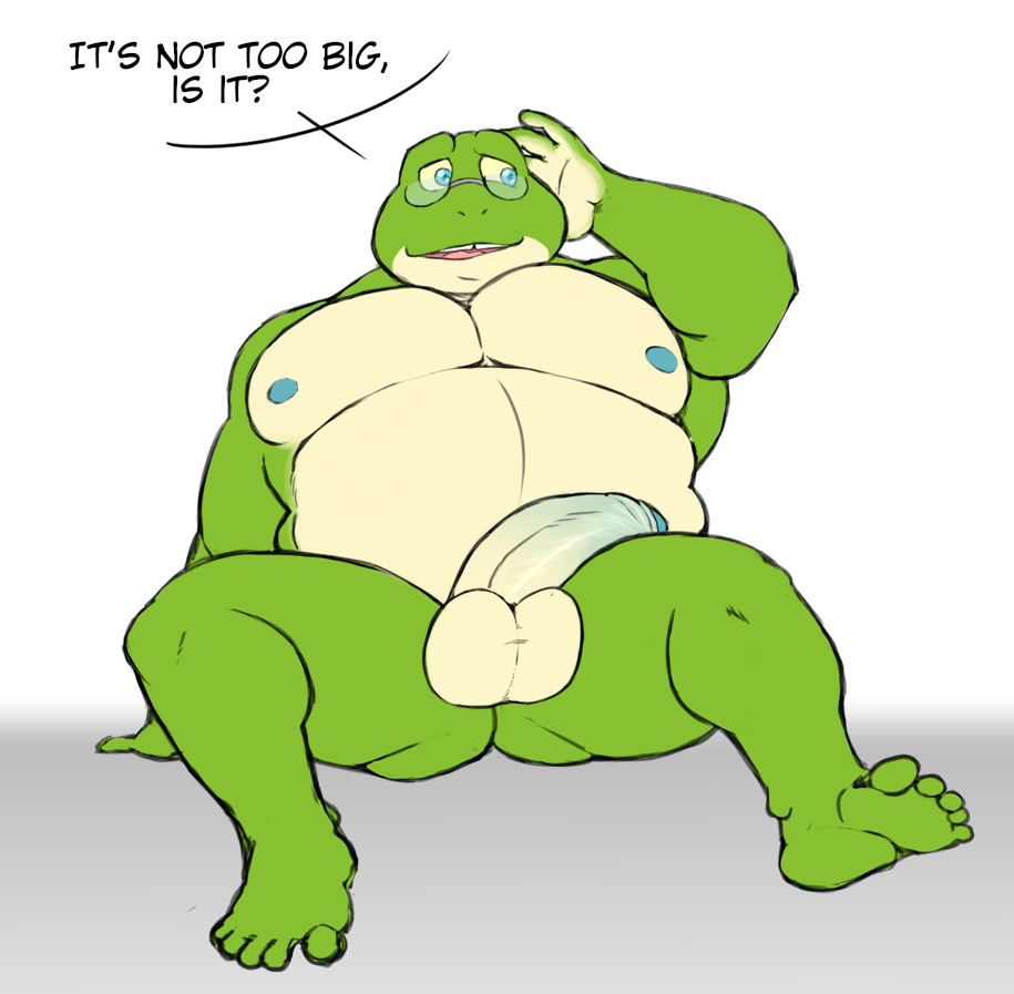 anthro balls big_balls big_penis gay male male_only nintendo penis shy slippy_toad solo solo_male spread_legs star_fox toad wkd