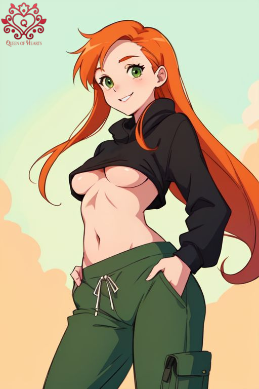 ai_generated big_breasts breasts drawing female long_hair looking_at_viewer one_girl patreon patreon_username queen_of_hearts queenhearts red_hair series smile smiling smiling_at_viewer tv underboob video_games