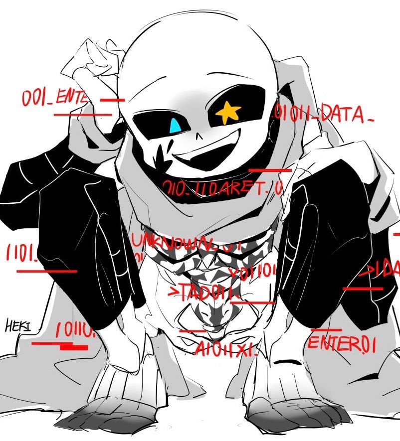 barefoot feet glitching hand_on_head hand_on_knee heki_(artist) ink_sans_(fan_character) kneeling looking_at_viewer naked pantsless pov pov_eye_contact sans scarf shirtless shirtless_male skeleton smiling squatting suggestive suggestive_pose undertale_au white_background