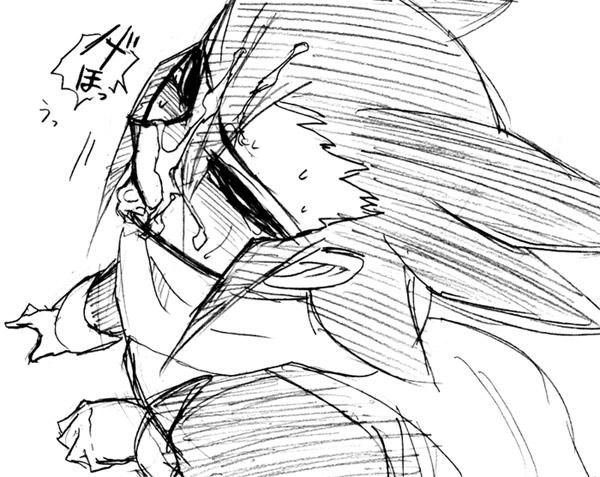 artist_request black_hair blush cum facial grimsley male_only pokemon pokemon_(game) pokemon_bw sketch yaoi