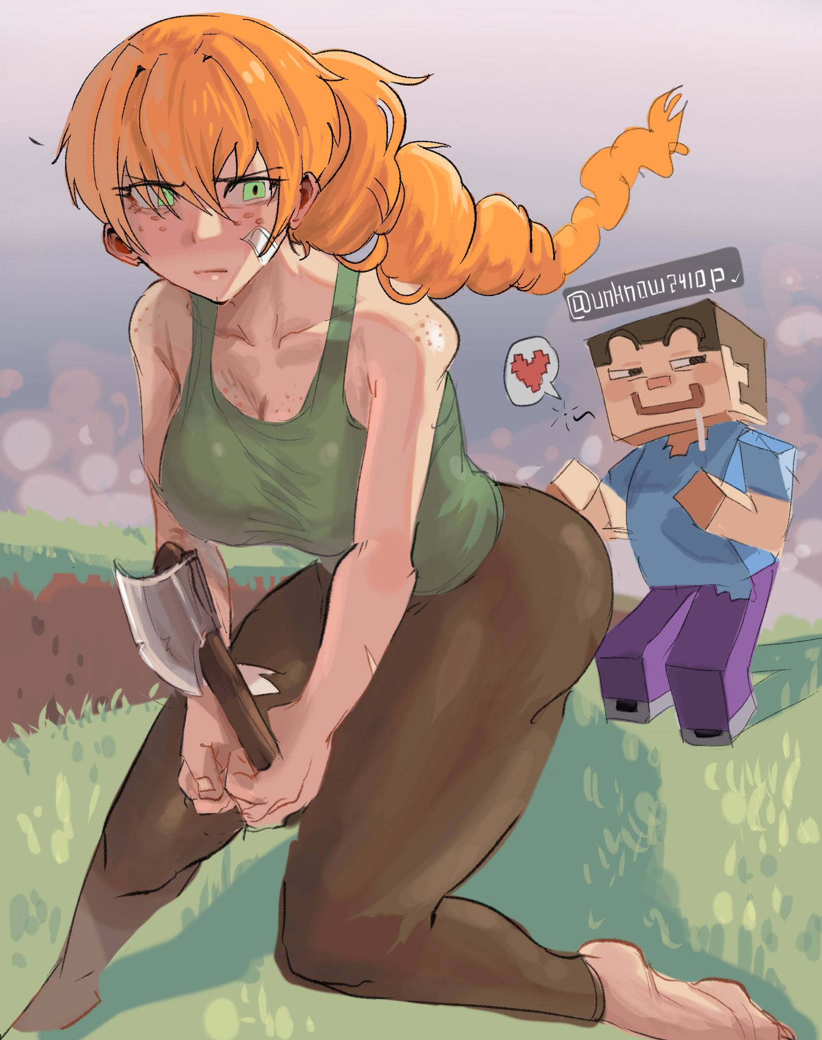 alex (minecraft), female, minecraft, steve (minecraft), tagme, unknown2410p