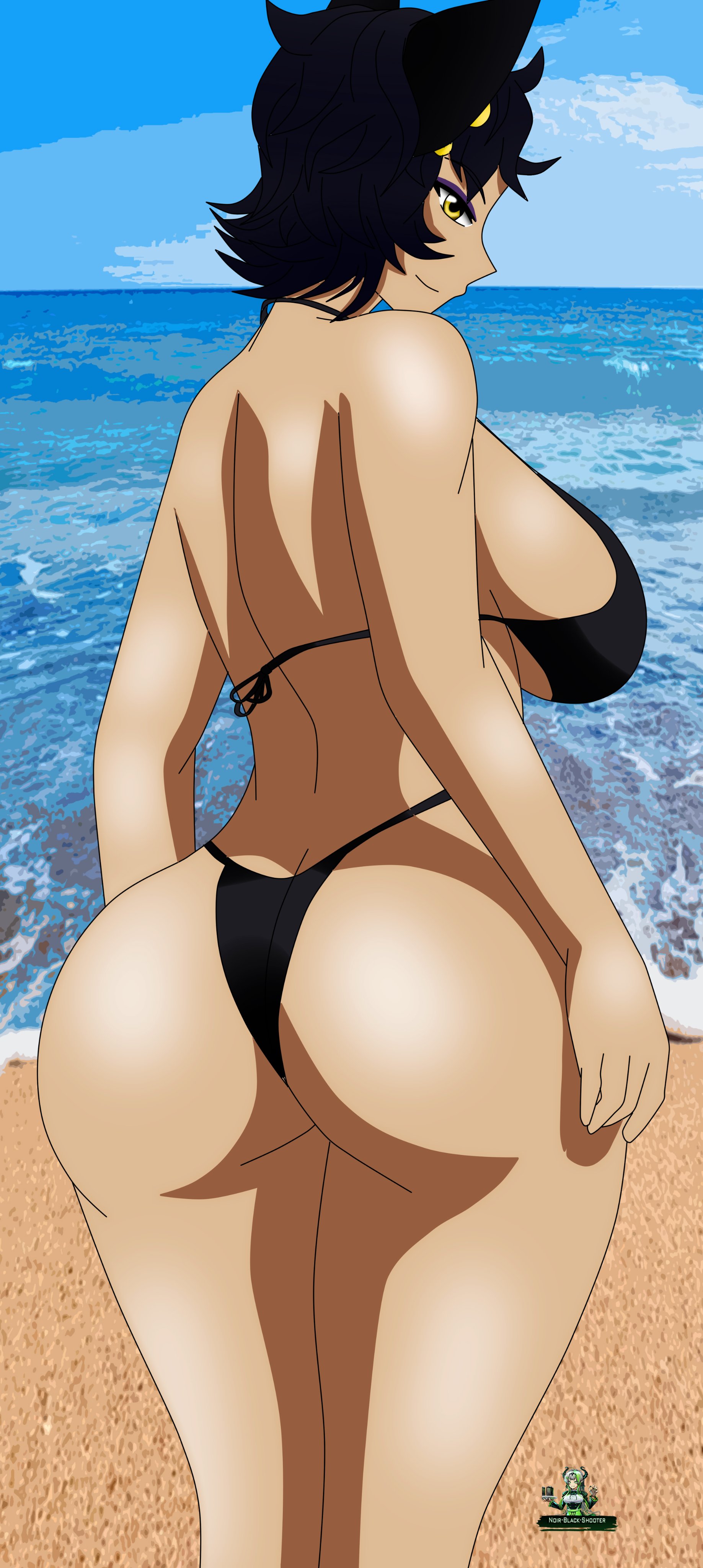ass, bikini, black bikini, cat ears, cat girl, catgirl, female, kali belladonna, milf, noir-black-shooter, rwby