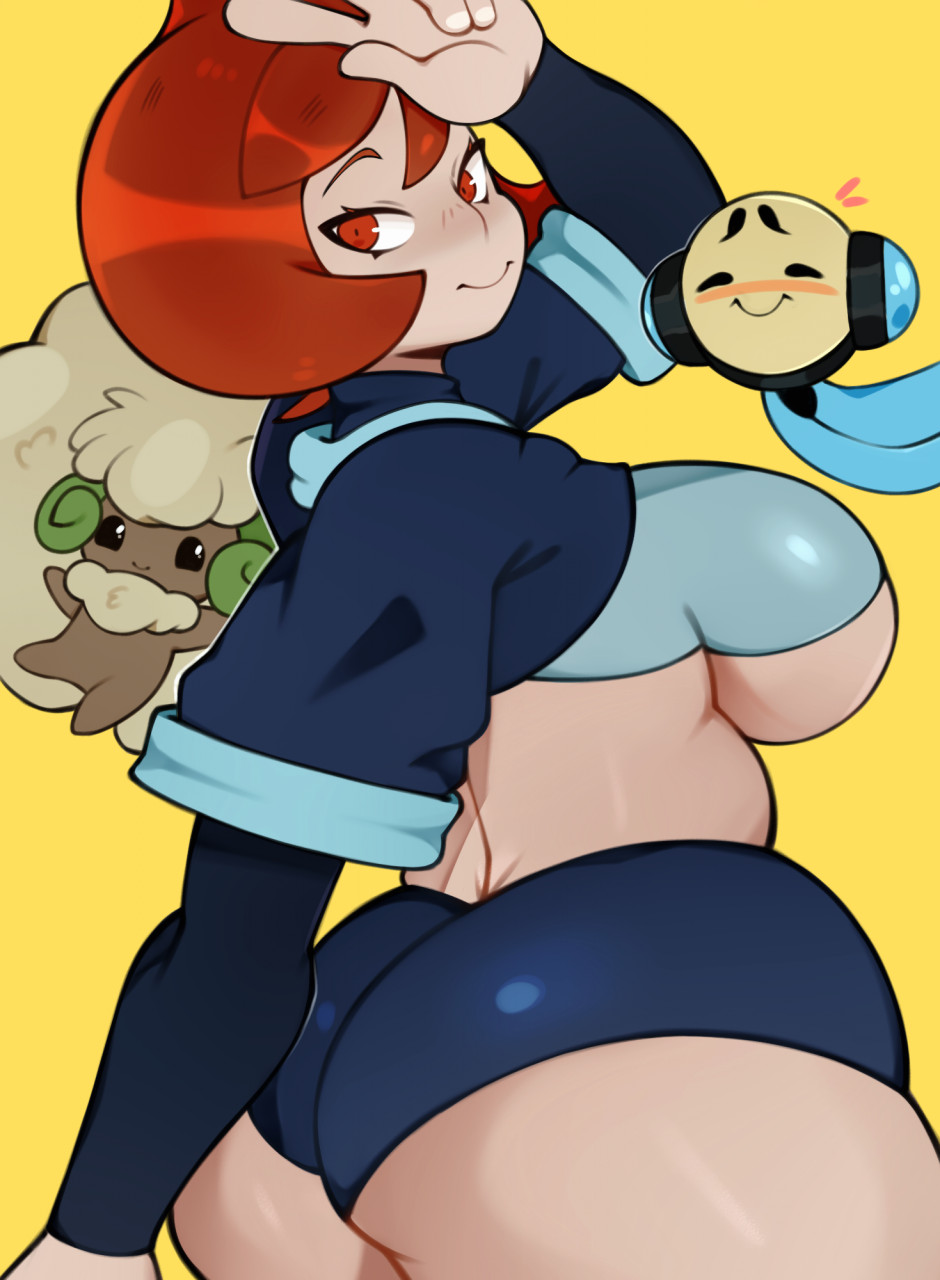 1girls alternate_breast_size arezu_(pokemon) ass big_ass big_breasts big_butt breasts eye_contact game_freak huge_ass huge_breasts looking_at_viewer melonpuff nintendo pokemon pokemon_legends:_arceus red_eyes red_hair short_hair thick_thighs