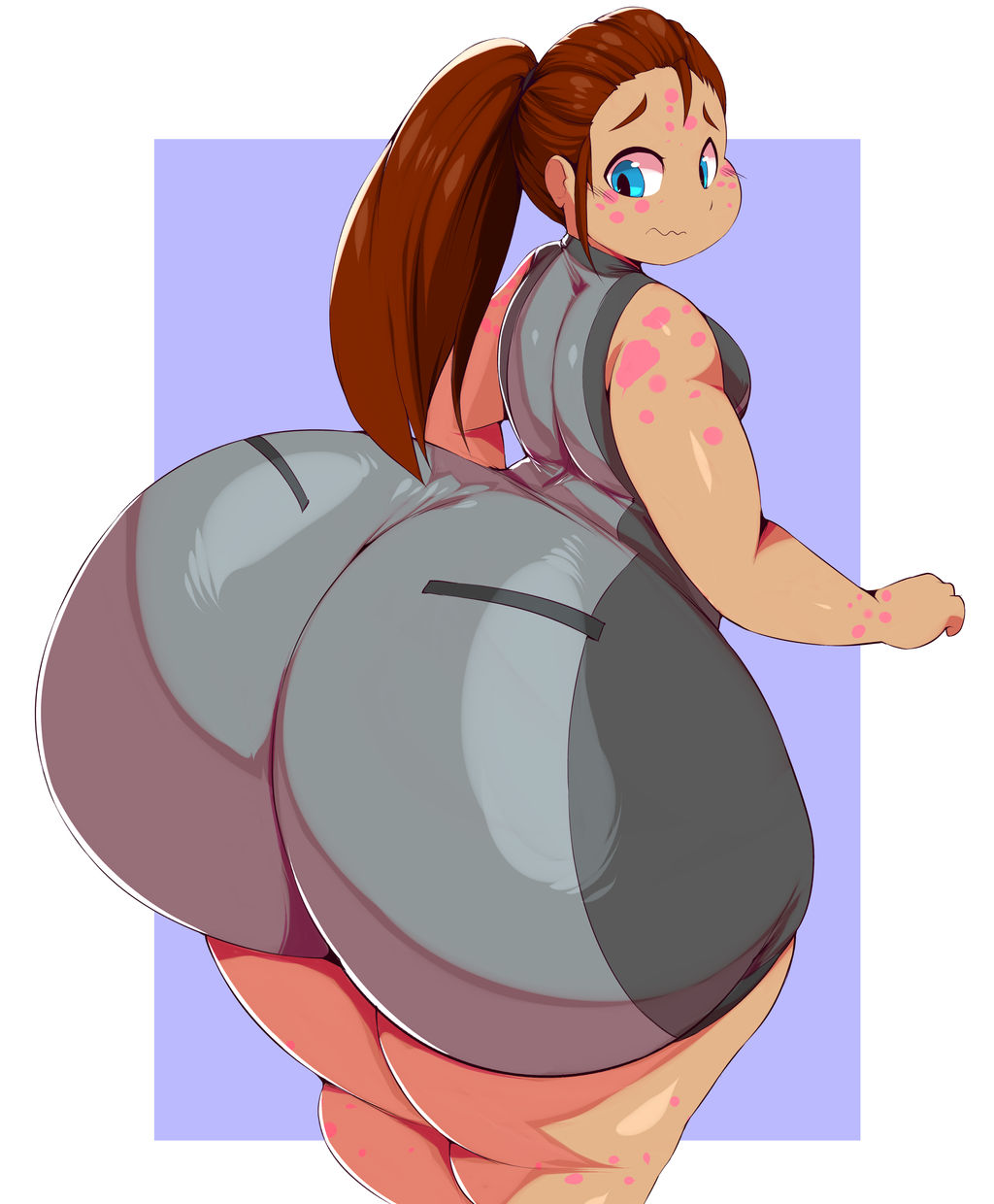 1girls, 2019, ass, blue eyes, bottom heavy, brown hair, clothed, clothing, curvaceous, curvy, female, female focus, hips, huge ass, hyper, hyper ass, ilia amitola, looking back, morbidly obese, overweight, overweight female, plump, ponytail, rooster teeth, rwby, solo, solo female, solo focus, thick thighs, thighs, trinity-fate62, voluptuous, wide hips