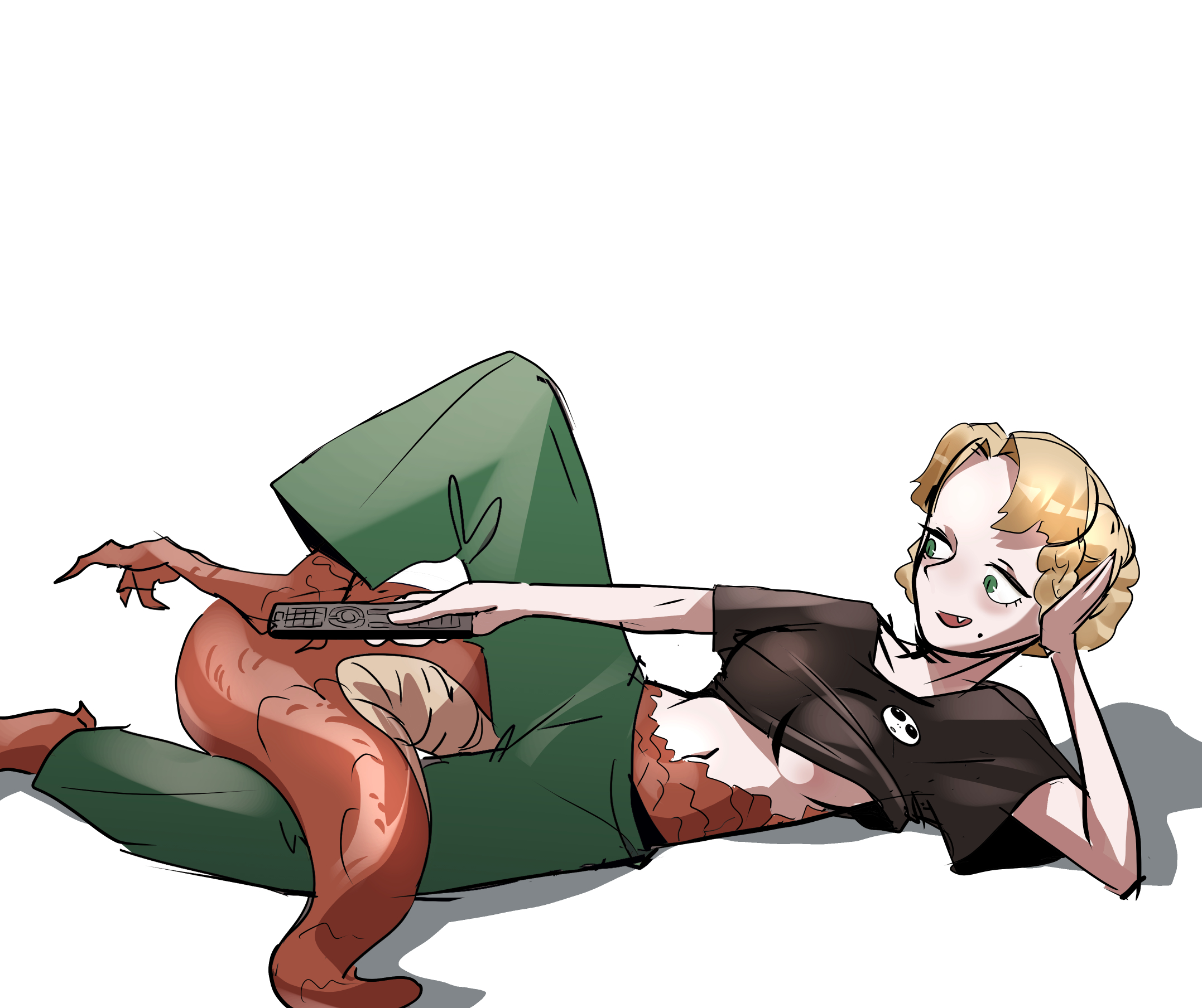 1girls, 2022, artist request, blonde hair, breasts, casual, comfortable, elden ring, female, female only, fromsoftware, relaxing, rya (elden ring), snake, snake girl, tail, titi king, underboob