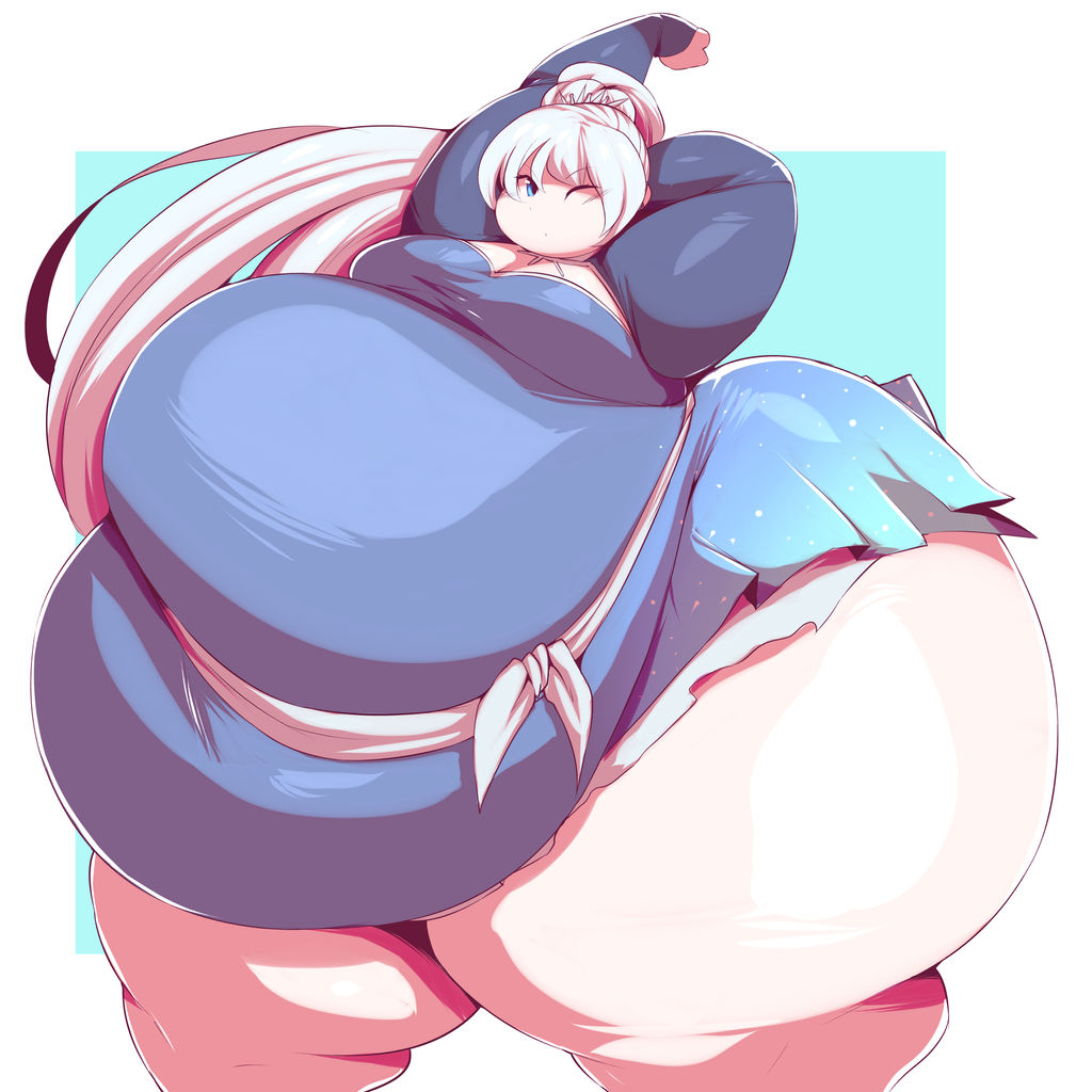 1girls, 2019, bbw, belly, blue eyes, breasts, chubby, chubby female, fat, fat female, female, female focus, gigantic belly, hips, huge belly, hyper, hyper belly, hyper hips, hyper thighs, long hair, massive belly, morbidly obese, morbidly obese female, obese, obese female, one eye closed, overweight, overweight female, rooster teeth, rwby, small breasts, solo, solo female, solo focus, ssbbw, stretching, thick thighs, thighs, trinity-fate62, tummy, weiss schnee, white hair, wide hips