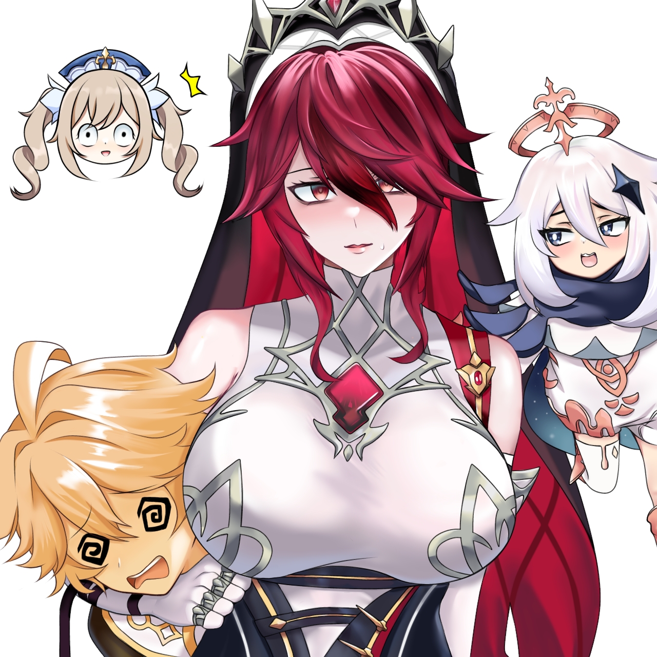 @ @, 1boy, 1girls, aether (genshin impact), artist request, barbara (genshin impact), before sex, big breasts, blonde hair, breasts, female, forced, genshin impact, gloves, hair ornament, head grab, long hair, male, nun, paimon (genshin impact), rosaria (genshin impact), short hair