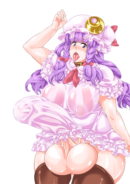 1futa 2012 areolae balls blush breasts clothed clothing collar drooling eager erection erection_under_clothes full-package_futanari futa_only futanari hair_ornament hat huge_balls huge_breasts huge_cock huge_testicles human impossible_clothes intersex kurorin large_breasts light-skinned_futanari light_skin long_hair mostly_clothed nipple_piercings nipples patchouli_knowledge penis piercing purple_eyes purple_hair solo standing sweat testicles thighhighs tongue tongue_out touhou wide_hips