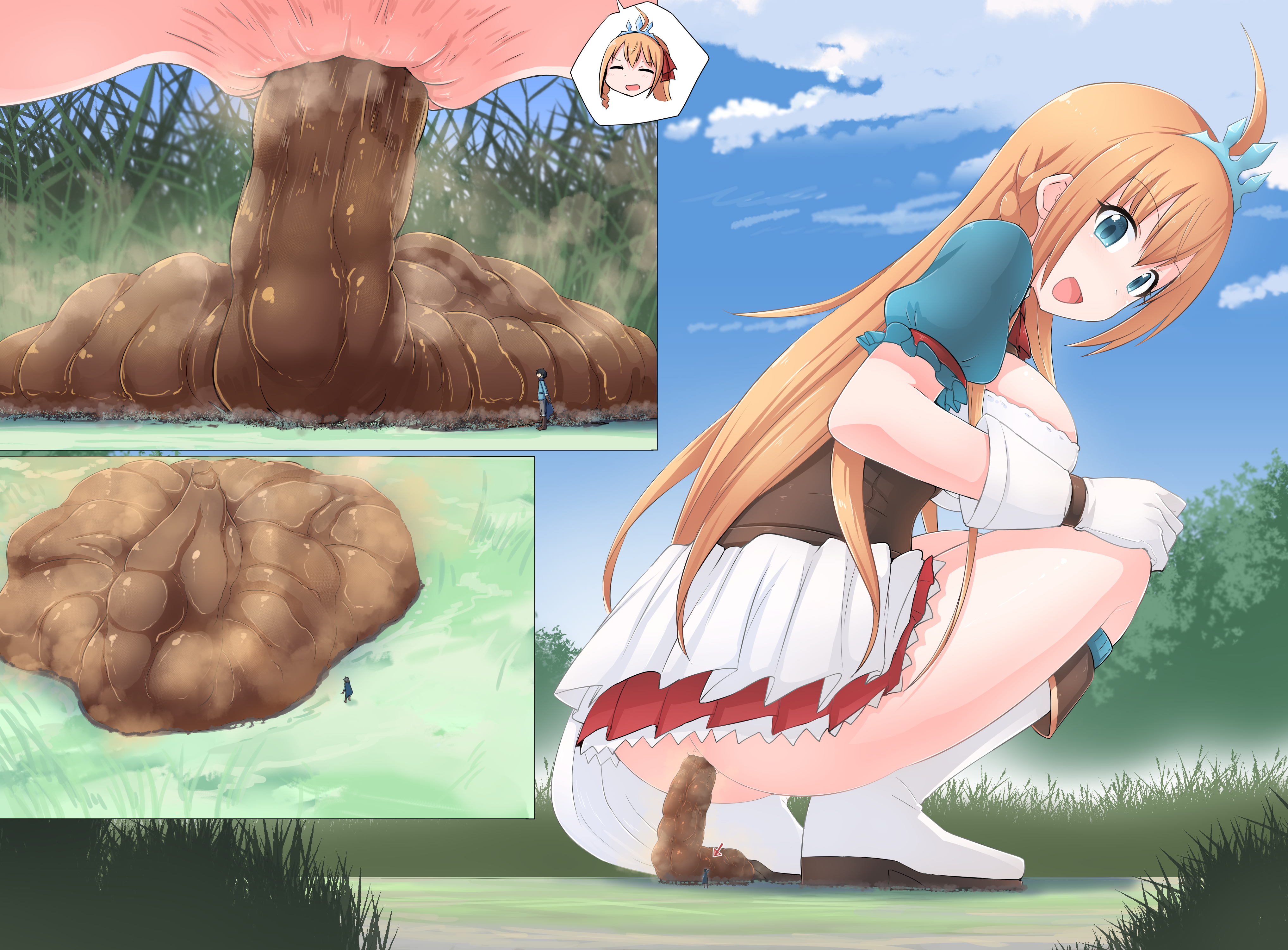 ass, big ass, giantess, happy, scat, size difference, squatting