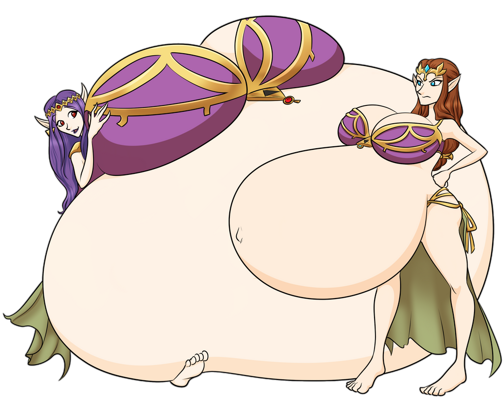 2girls a_link_between_worlds belly big_belly big_breasts breasts enormous_belly enormous_breasts female huge_belly huge_breasts hyper_pregnancy morbidly_obese overweight_female pregnancy pregnant princess_hilda princess_zelda riddleaugust the_legend_of_zelda twilight_princess zelda_(twilight_princess)