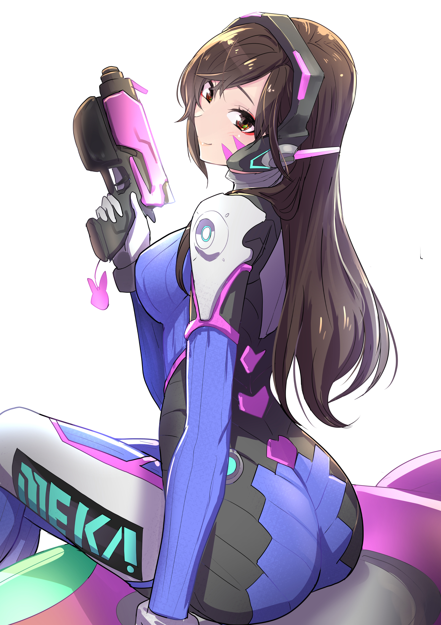 1girls, ass, ass focus, blizzard entertainment, clash kuro neko, d.va, female, female only, light skin, light-skinned female, overwatch, tight clothing, zero suit