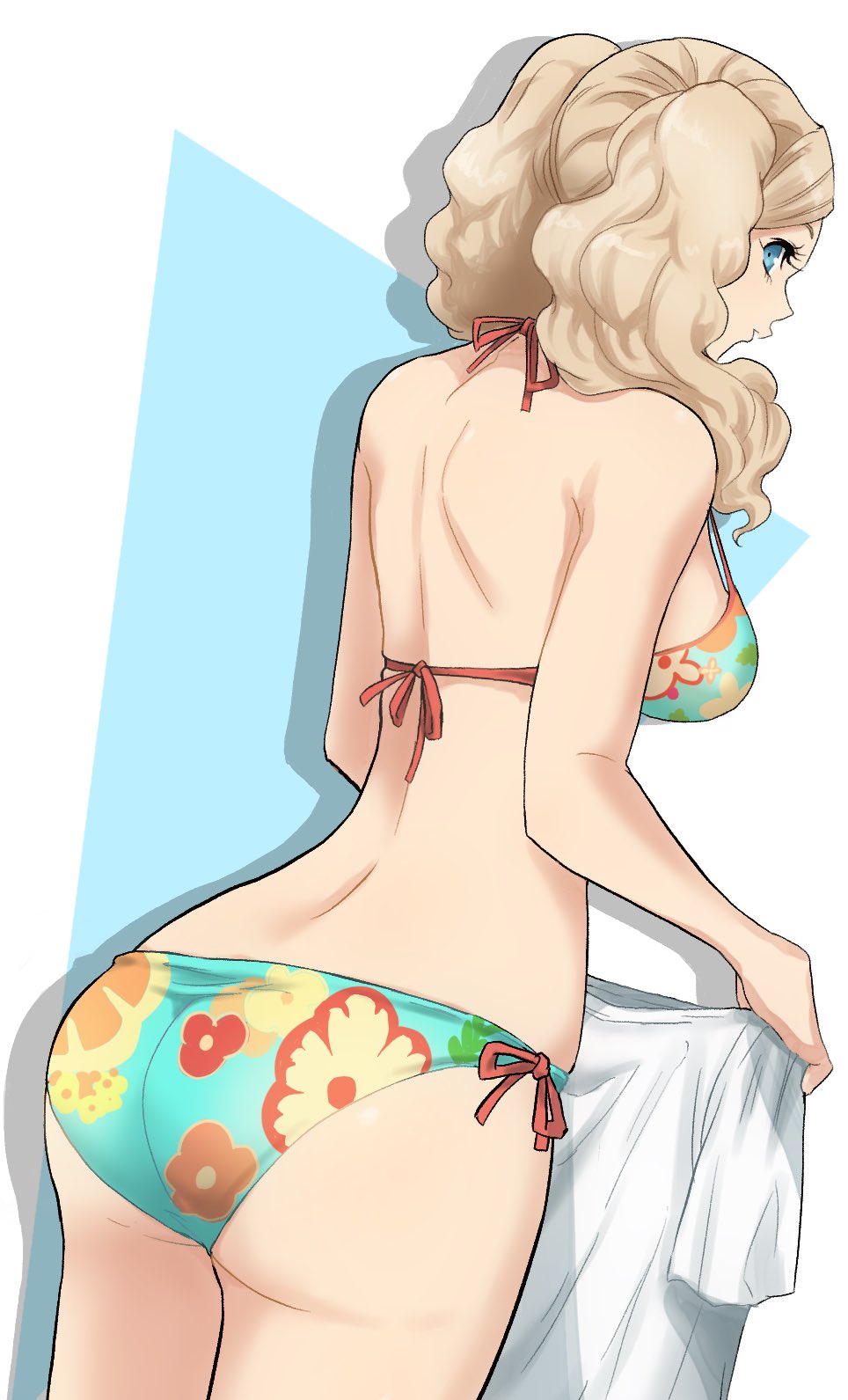 ann_takamaki ass big_ass big_breasts bikini blonde_hair blue_eyes breasts fat_ass kurosususu pawg persona persona_5 swimsuit twintails