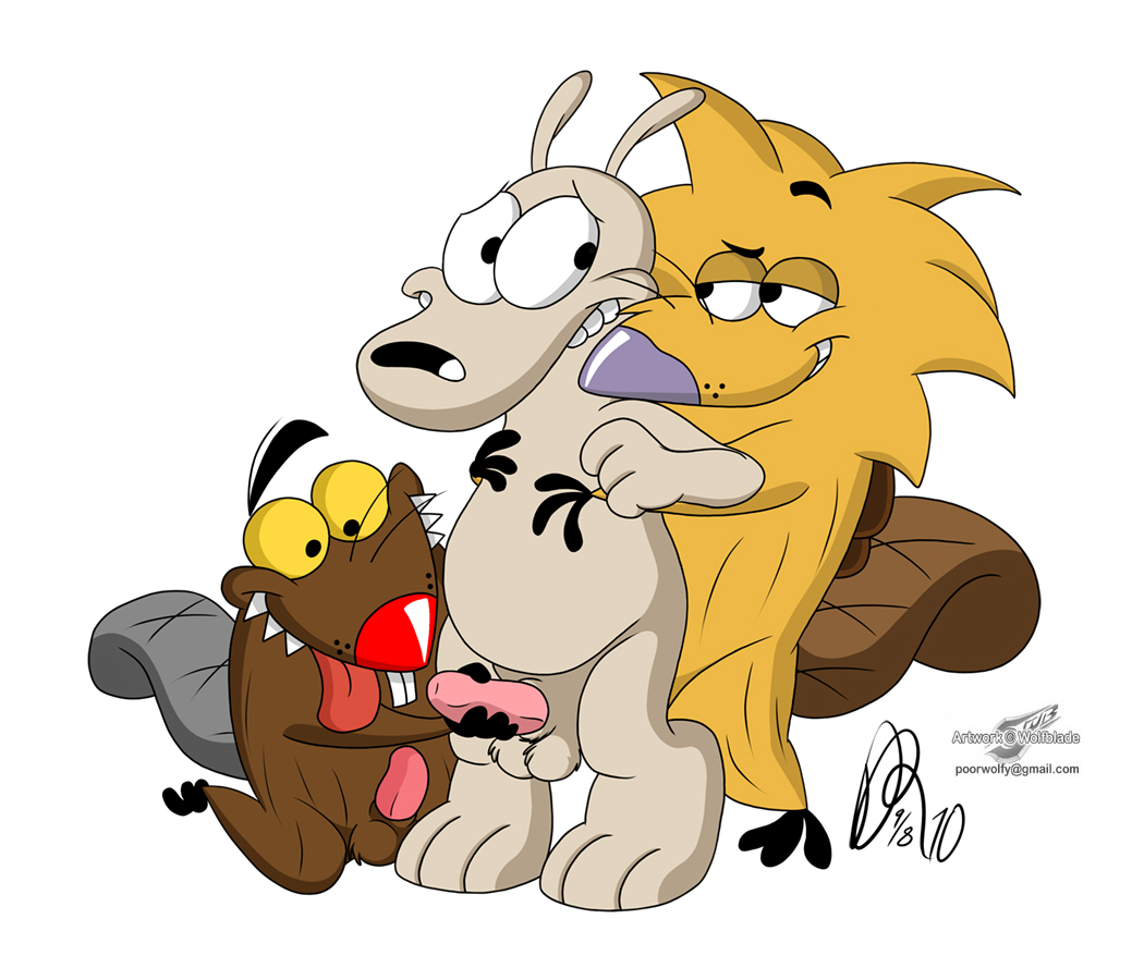 2010 angry_beavers anthro beaver crossover daggett furry gay interspecies male male_only mammal nickelodeon norbert nude penis rocko rocko's_modern_life rodent threesome wallaby wolfblade yaoi