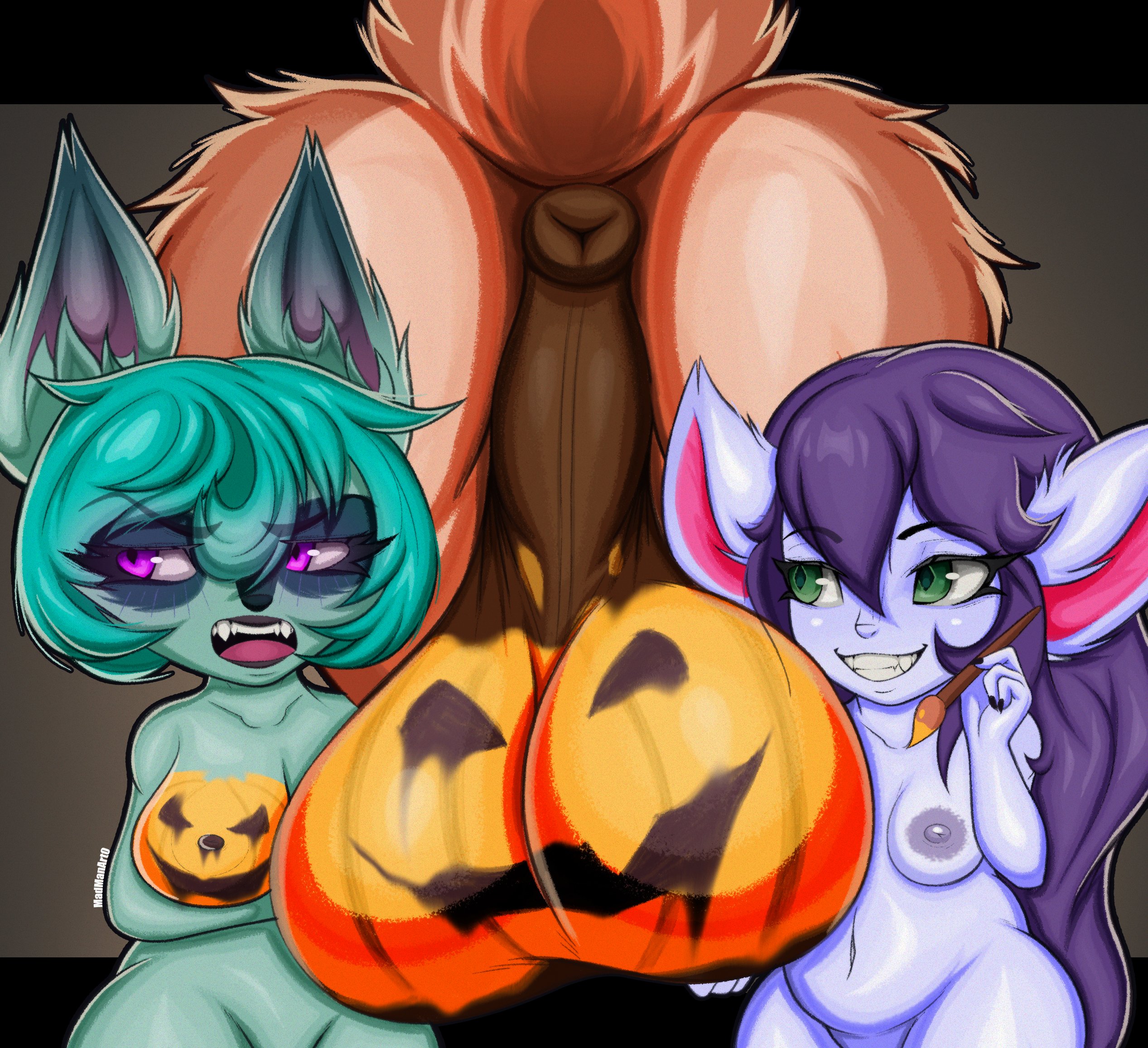 1futa, 2girls, anus, balls, breasts, bunny ears, bunny girl, centaur, centaur futa, deer taur, donut anus, futa on female, futa sans pussy, futanari, futataur, halloween, horsecock, horsecock futa, horsecock futanari, huge balls, huge breasts, lagomorph, league of legends, lillia (league of legends), lulu the fae sorceress, pussy, rabbit ears, rabbit girl, shortstack, size difference, vex (league of legends), yordle