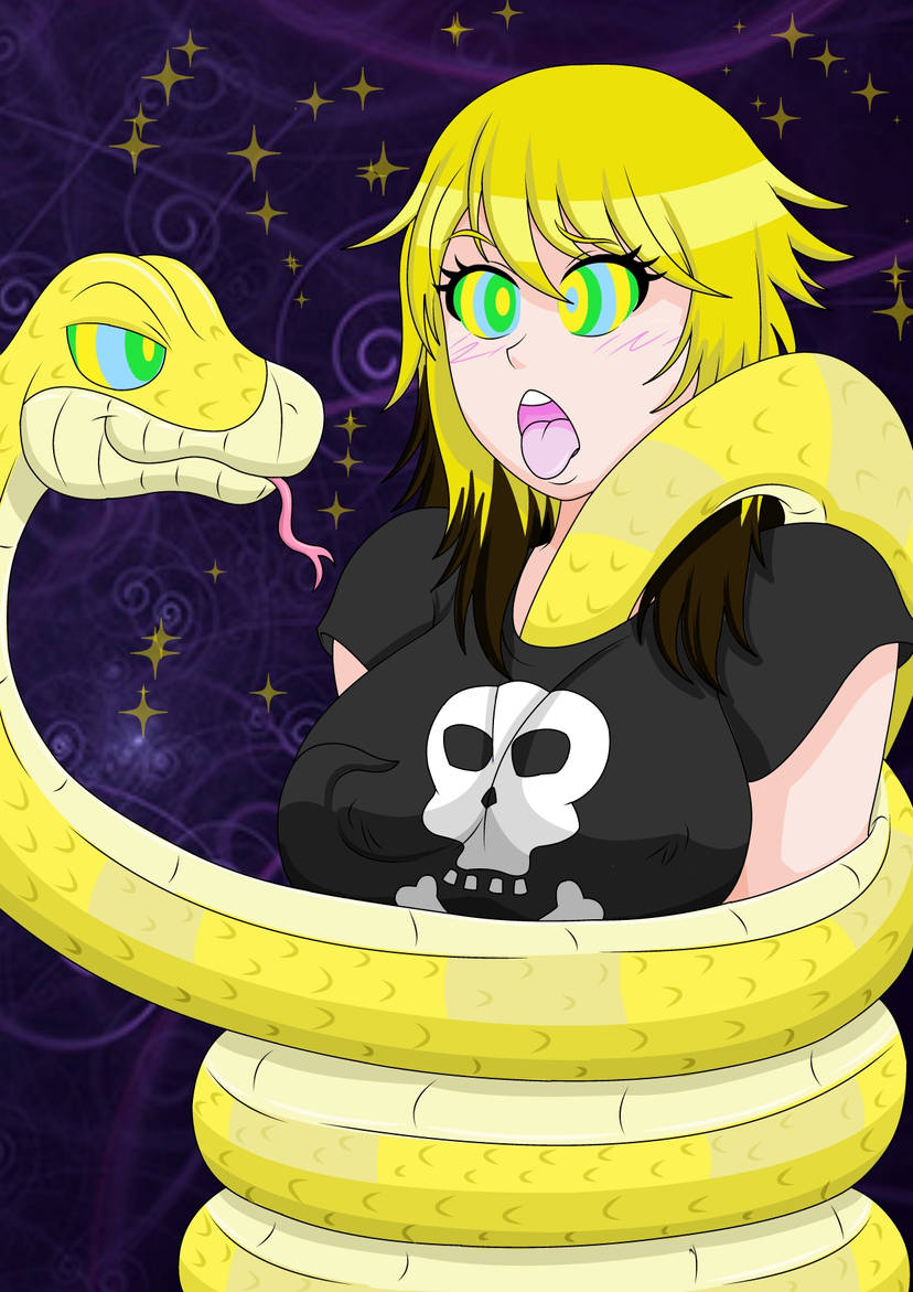 1girls ahe_gao big_breasts black_shirt blonde_hair bondage bound breast_grab breasts brown_hair erikaa groping hypnosis hypnotic_eyes kobi-tfs kobi94 large_breasts lewd-zko mind_control molestation original original_character skull skull_shirt snake snake_tail snake_tongue tongue_out wrapped_up zko