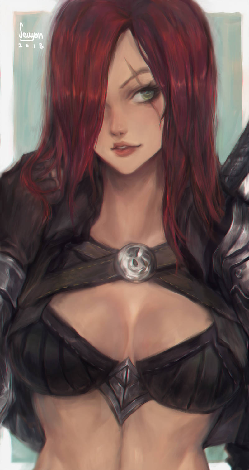 female female_focus female_only katarina_du_couteau league_of_legends seuyan