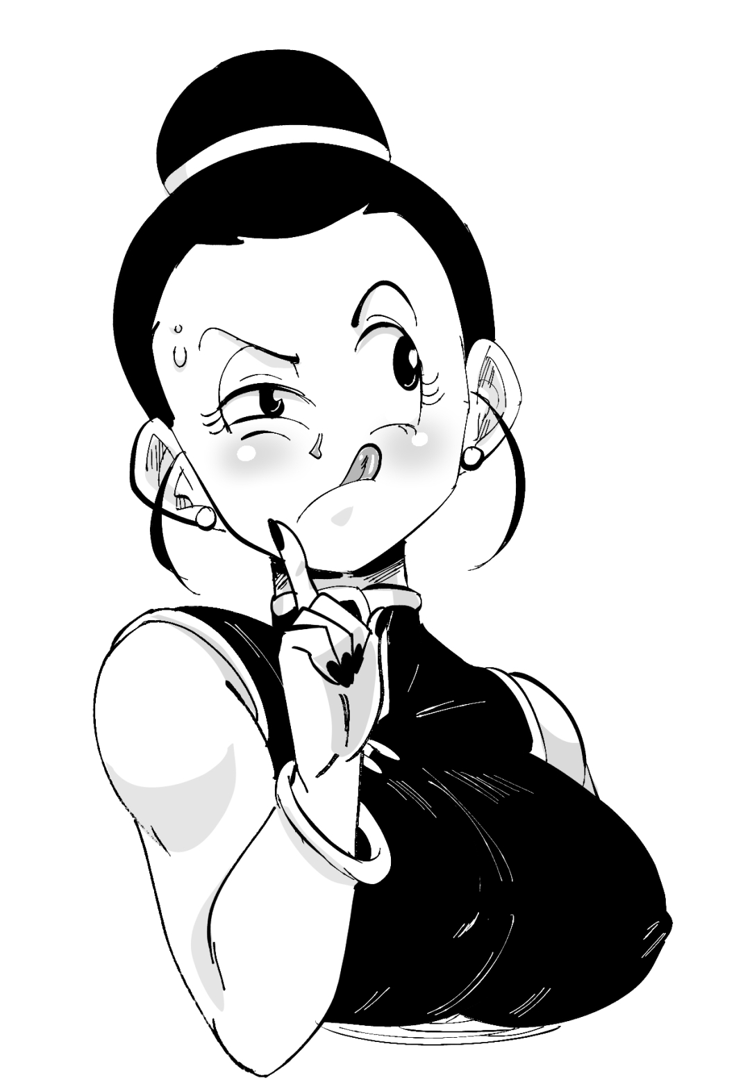 :d, blush, bracelet, breasts, chichi, dragon ball, dragon ball z, earrings, female, female only, funsexydragonball, jewelry, solo, tagme, tied hair, wristwear