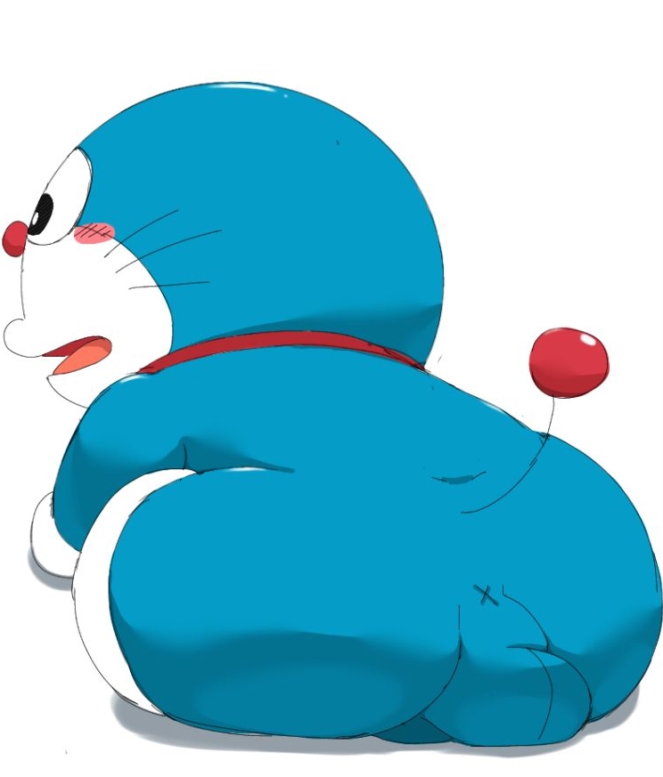 adorable anus ass ass back balls big_ass big_butt blue_body blue_skin blush chubby chubby_male cute cute_face doraemon doraemon_(character) feline feline multimuti overweight overweight_male penis red_collar red_tail robot testicles whiskers white_feet white_hands