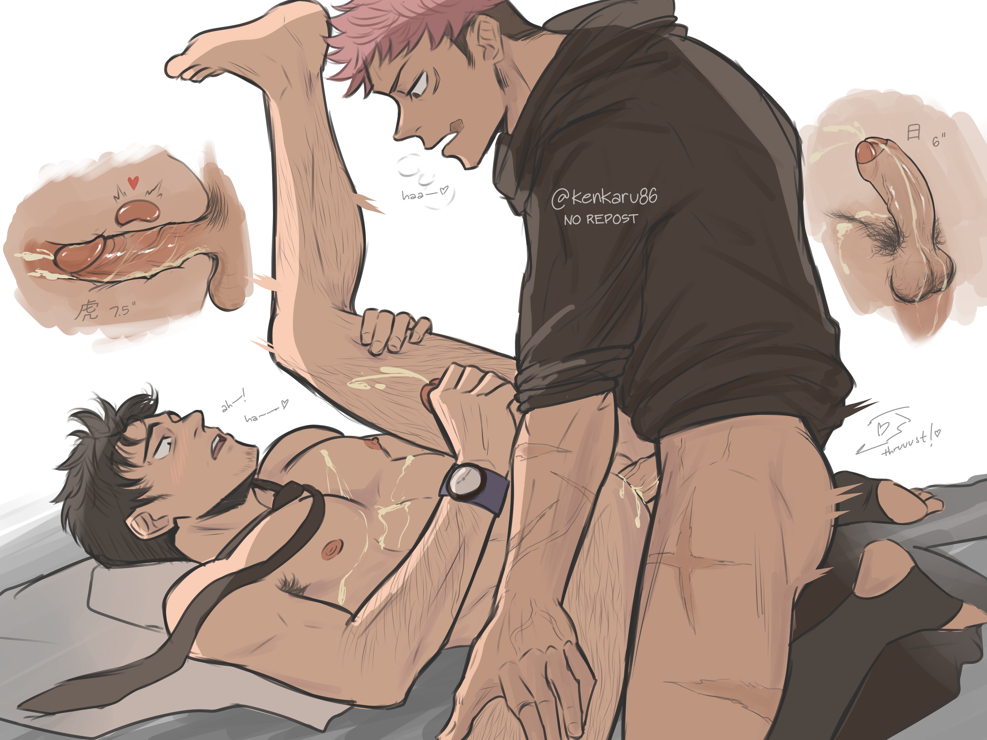 2boys, anal, anal sex, armpit fetish, armpit hair, armpits, ass, balls, bara, body hair, cum, cum in ass, cum in boy, cum inside, cum on body, cum while penetrated, cumming, cumming together, gay, gay sex, hairy, hairy armpits, hairy balls, hairy legs, hairy male, hiromi higuruma, internal, itadori yuuji, jerkingoff, jujutsu kaisen, kenkaru86, male, male focus, male only, male penetrated, male penetrating, male/male, masturbating while penetrated, masturbation, muscles, muscular, muscular male, prostate, prostate stimulation, pubic hair, sex, sweat, sweating, sweaty, sweaty body, tagme, x-ray, yaoi
