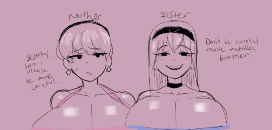 2girls big_sister brother_and_sister elanor_(lewdicrousart) huge_ass lewdicrousart little_brother milf mob_face mother_and_son multiple_girls older_sister sarah_(lewdicrousart) scotty_(lewdicrousart) smile smiling younger_brother