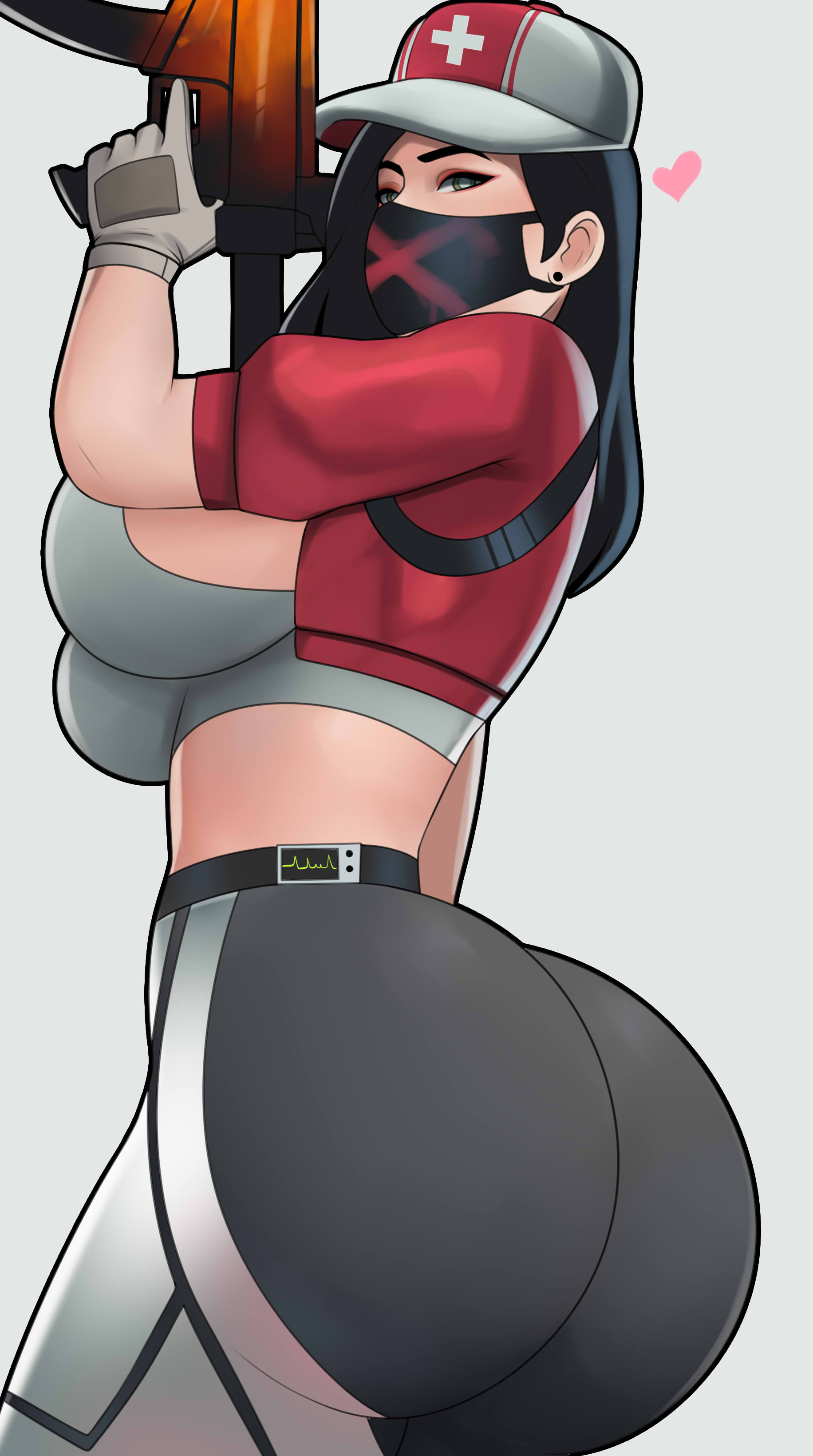 1girls, 2d, ass, big ass, big breasts, breasts, bubble ass, bubble butt, female, female only, fortnite, human, humanoid, jpeg, light skin, light-skinned female, mask, pale skin, pale-skinned female, postblue98, remedy (fortnite), simple background, solo