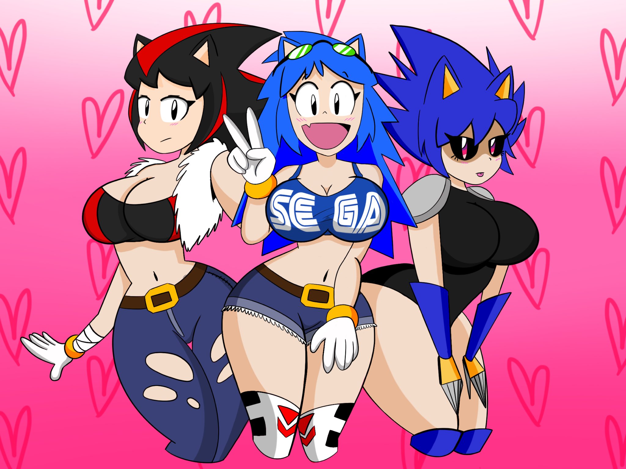 3girls, big breasts, breasts, female, humanized, metal sonic, metal sonique, mrwumpa, rule 63, shade the hedgehog, shadow the hedgehog, sonic (series), sonic the hedgehog, sonic the hedgehog (series), sonique the hedgehog, suggestive, thick thighs, voluptuous, wide hips