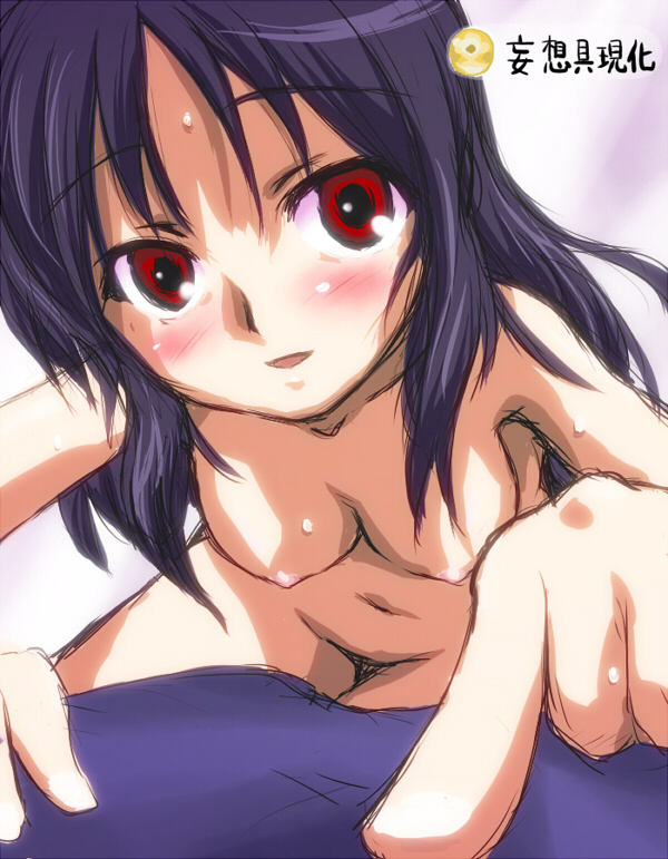 eyebrows_visible_through_hair female foreshortening medium_breasts nanamo ookura_miyako pointing purple_hair red_eyes solo tokimeki_memorial tokimeki_memorial_4