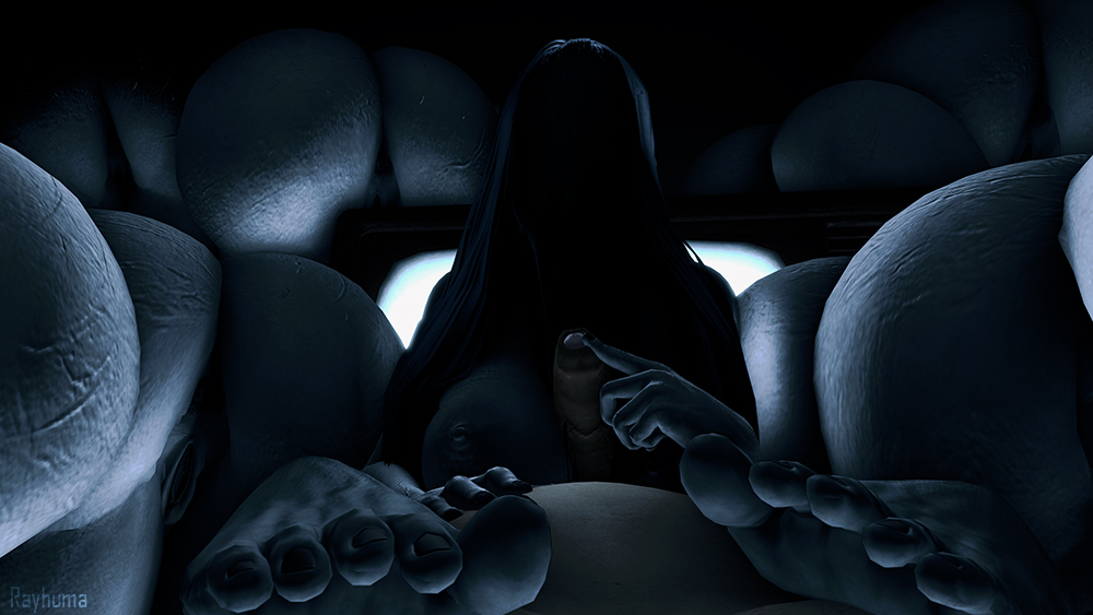 3d, ass, ass grab, barefoot, feet, female, foot fetish, foot focus, ghost, ghost girl, hand on ass, handjob, multiple females, multiple girls, rayhuma, sfm, source filmmaker, the ring, toes, yamamura sadako