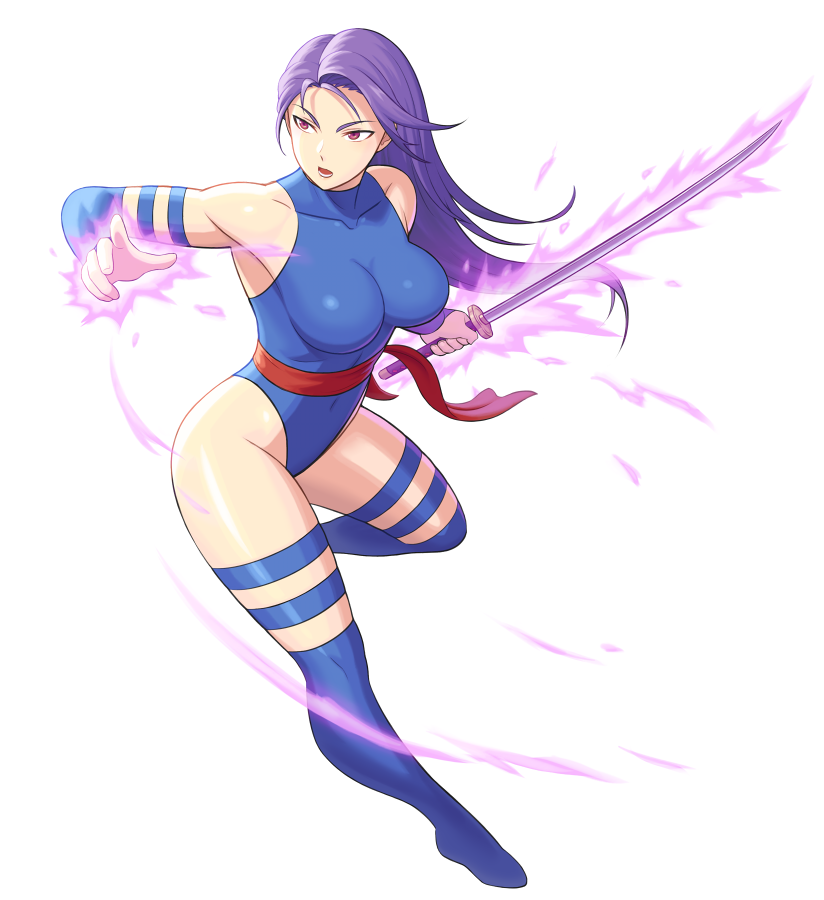 1girls action_pose arm_strap betsy_braddock blue_arm_strap blue_elbow_gloves blue_leotard blue_thigh_strap blue_thighhighs busty elbow_gloves elizabeth_braddock energy_sword fingerless_elbow_gloves holding_katana holding_sword holding_weapon katana kwannon leotard long_hair long_purple_hair marvel marvel_comics ninja open_mouth pink_energy psylocke purple_eyebrows purple_hair red_sash sash simple_background solo solo_female straight_hair superheroine sword tarstation thigh_strap thighhighs thighs tight_clothing violet_eyes weapon white_background x-men