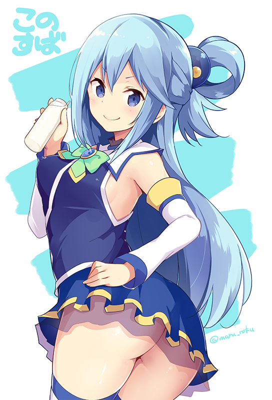 aqua_(konosuba) blue_hair goddess kono_subarashii_sekai_ni_shukufuku_wo! long_hair rokushou_kokuu