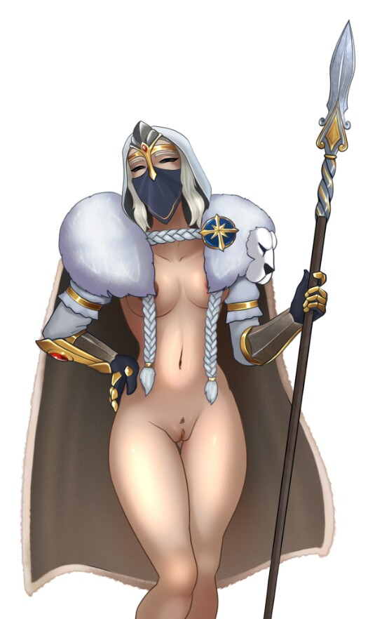 1girls black_eyes black_pupils black_sclera elf facemask female female_only fully_black_eyes kerillian nude solo solo_female spacemaxmarine spear vermintide warhammer_(franchise) warhammer_fantasy wood_elf wood_elf_(warhammer)