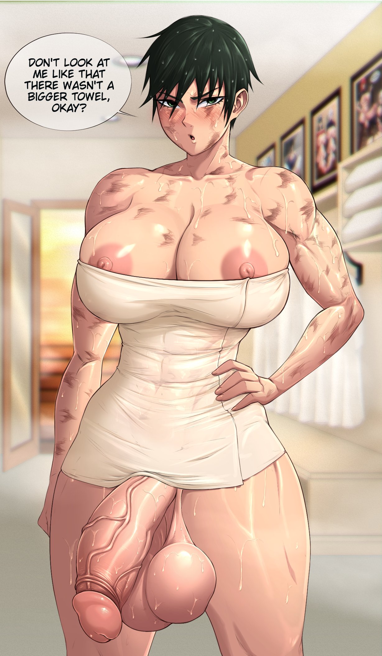 1futa abs areolae balls big_balls big_breasts big_penis black_hair bottomless breasts burn_marks burn_scar burns busty clothed clothing dialogue english_text erection fat_cock fit fit_futanari futa_only futanari green_hair huge_breasts huge_cock human hung hung_futanari jujutsu_kaisen large_balls large_breasts large_penis light-skinned_futanari light_skin mostly_nude muscular muscular_futanari nipples penis short_hair shounen_jump solo standing text thick thick_penis thick_thighs thighs tomboy toned toned_futa toned_stomach towel veiny_penis vicsenpai wounds zenin_maki