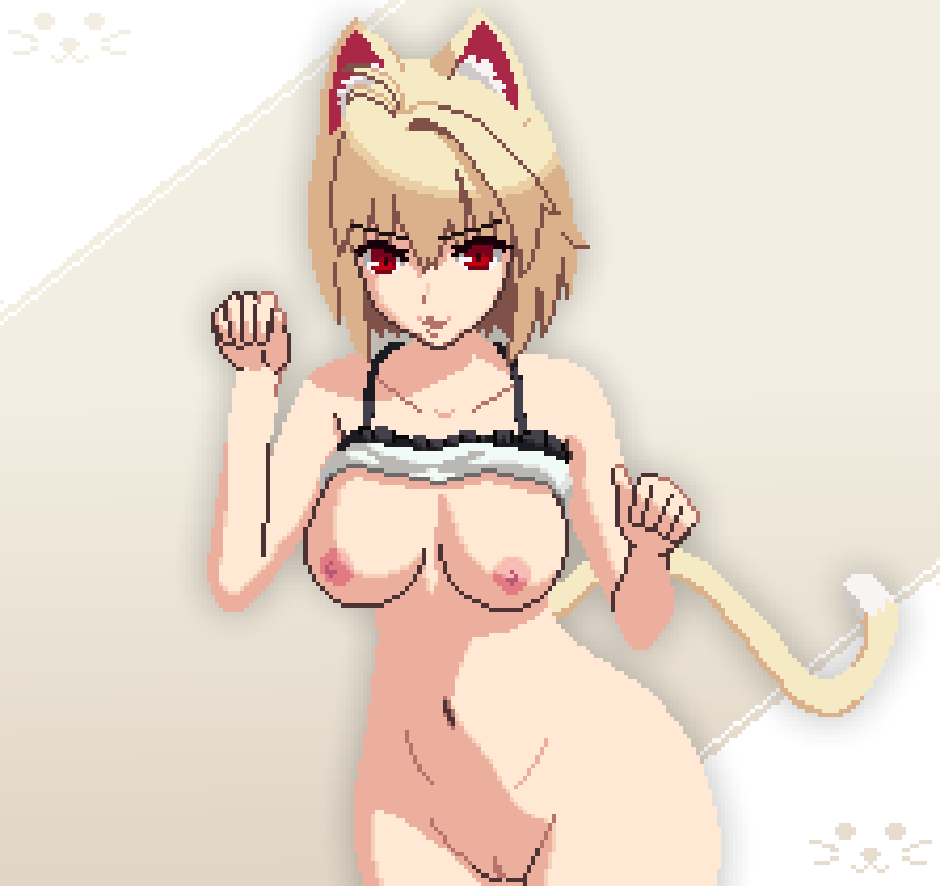 ahoge alternate_version_available alternative_version_available arcueid_brunestud big_breasts blonde_hair breasts cat_ears color female full_body huge_breasts legs lingerie looking_at_viewer melty_blood navel nipples paw_pose pixel_art posing pussy red_eyes seiko093 smile top_heavy tsukihime type-moon vagina vampire vampire_girl