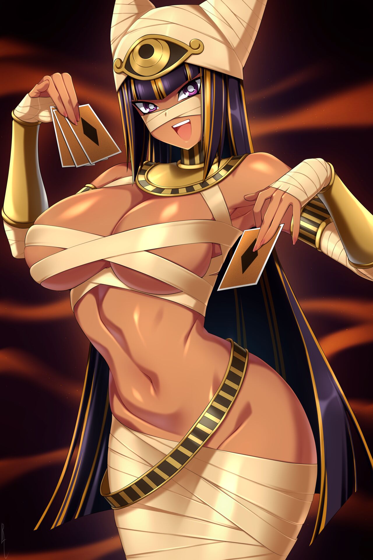 large_breasts lindaroze monster_musume_no_iru_nichijou mummy mummy_wrappings sekmeti_(monster_musume) tagme