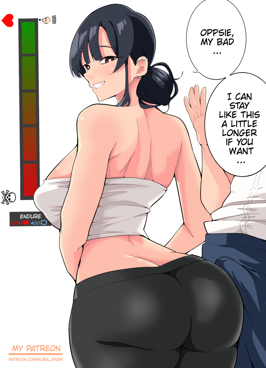 1boy 1boy1girl 1girls 2024 ass black_hair breasts bulge bulge_under_clothes choker crop_top curvaceous curvy ear_piercing earrings english english_text erection erection_under_clothes female female_focus flirting grinding grinding_on_penis hi_res high_resolution highres hips huge_ass huge_breasts kuraido piercing seductive seductive_look seductive_smile solo solo_female solo_focus speech_bubble teasing text tied_hair voluptuous wide_hips yoga_pants