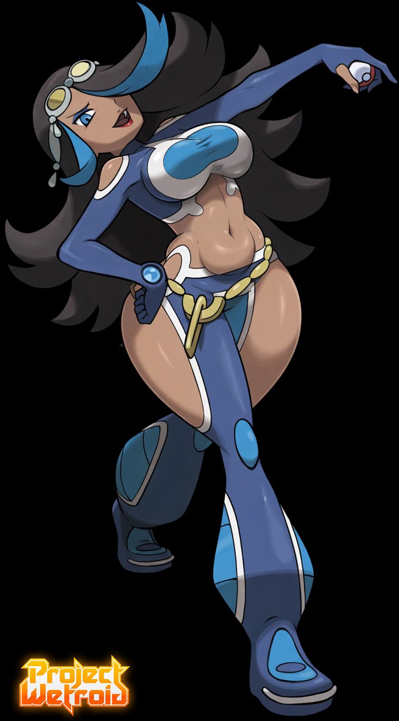1girls, black background, dark-skinned female, edited official artwork, official style, pokemon, pokemon oras, projectwetroid, shelly (pokemon), tagme