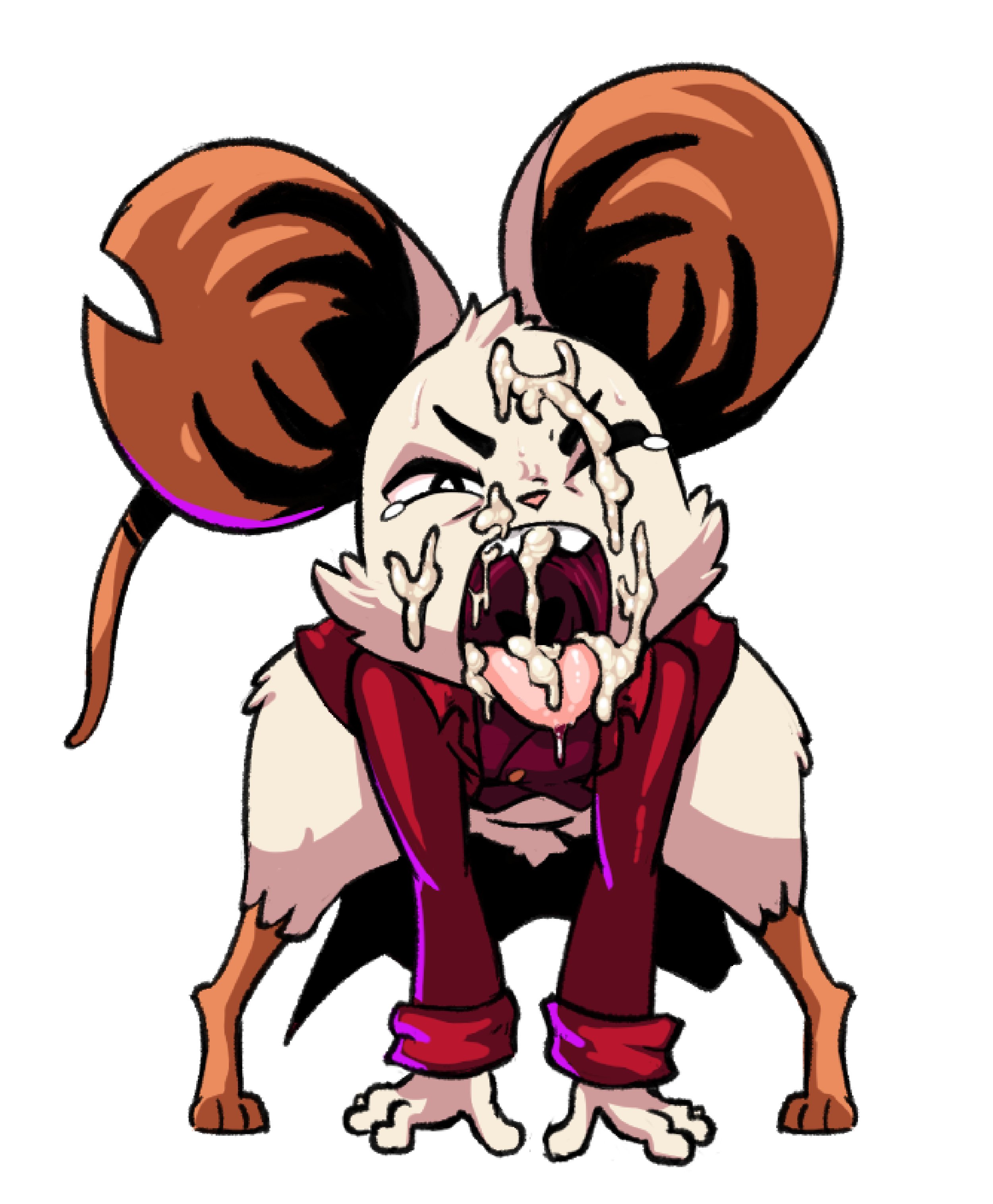 1girls, algob4v, anthro, cum, cum in mouth, cum on face, cum on tongue, face focus, female, front view, furry, furry female, mina (mina the hollower), mina the hollower, open mouth, rodent, solo, tagme, tongue out, yacht club games
