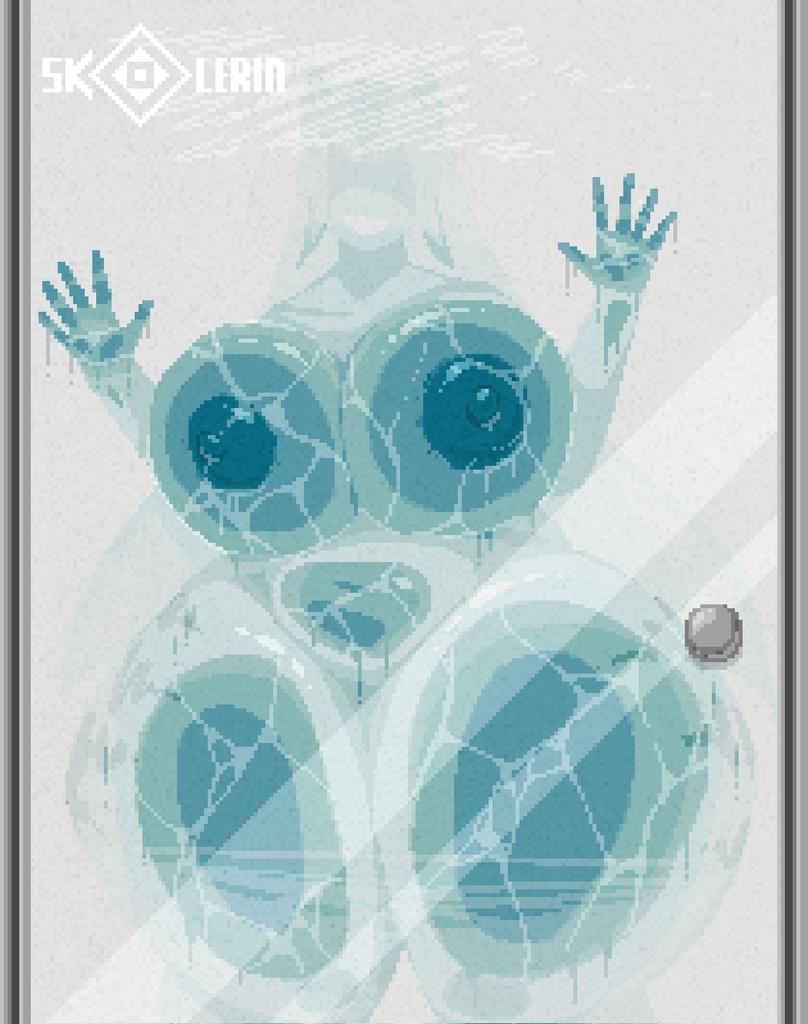 against glass, against wall, breast expansion, daisy (skolerin), hyper breasts, pixel art, room filling, shower, skolerin, tagme